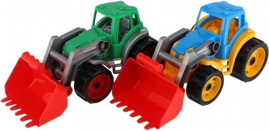 Farverig traktor med plastskovl til børn