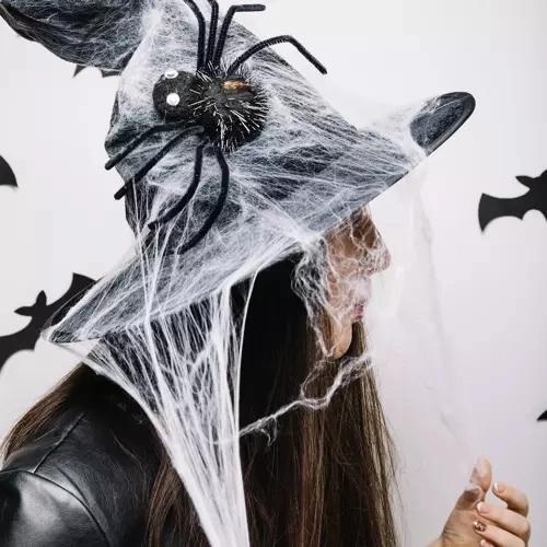 Kunstig Halloween spindelvæv med edderkopper