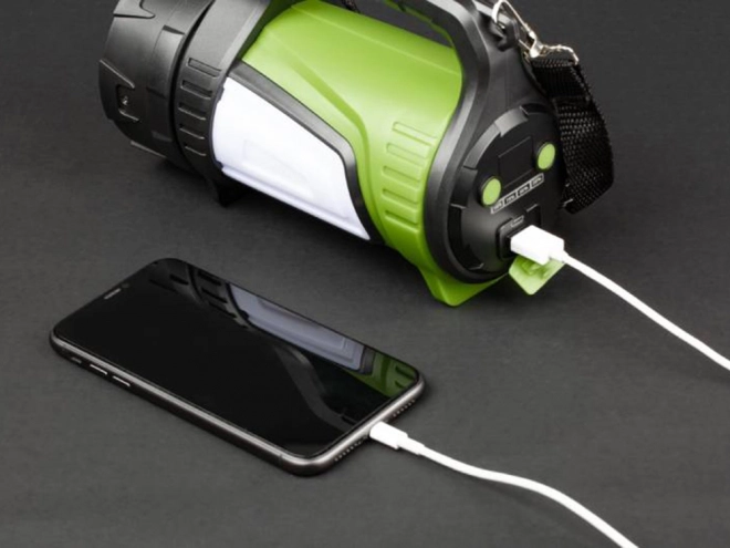Genopladelig LED lommelygte med powerbank til camping