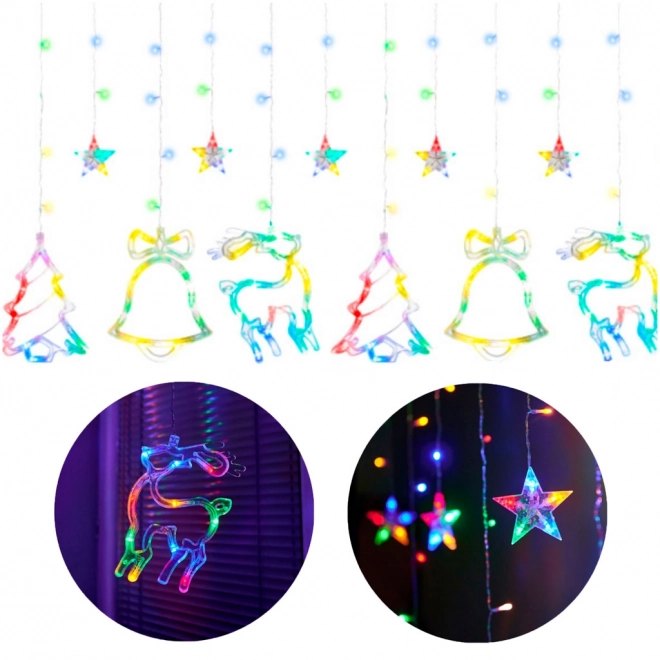 LED farvet gardin med julemotiver - 2,5 m, 138 LED
