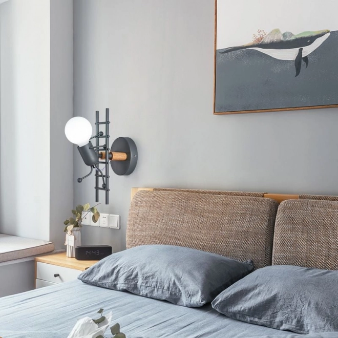 Væglampe Loft Humanoid sort