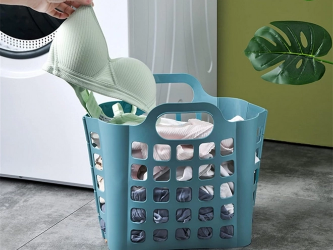 Foldbar plastvasketøjskurv