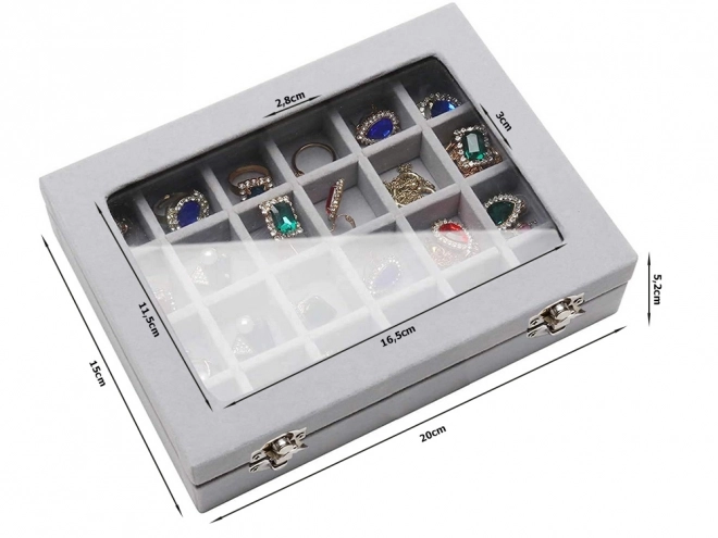 Smykkeskrin-organizer med ruskindsdisplay
