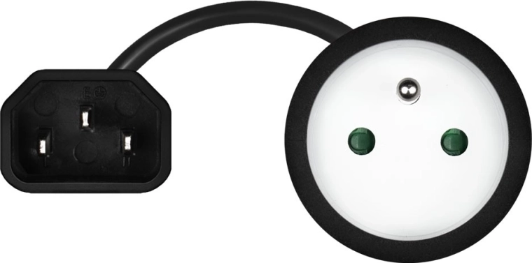 To stik: IEC C14 og CEE 7/5 (E)