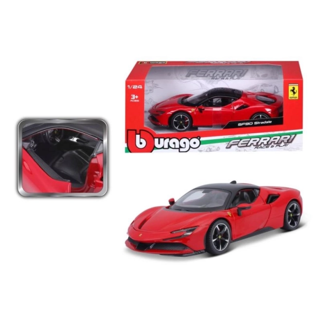 Bburago 1:24 Ferrari Top SF90 Stradale Rød