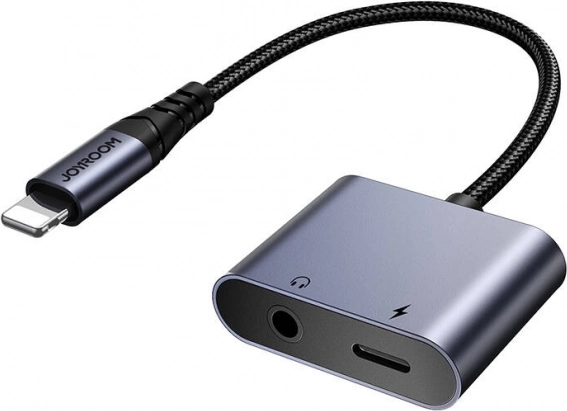 Joyroom lydadapter 2 i 1 Lightning til 3,5 mm + Lightning sort