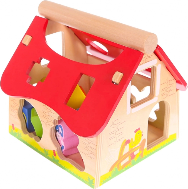 Træ-puslespil i form af et lille hus – bondegård ECOTOYS