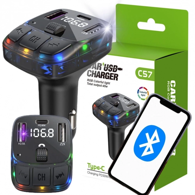 Multifunktionel bil FM-transmitter med hurtig opladning