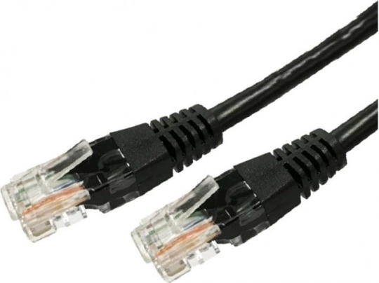 Patchkabel RJ45 UTP Cat5e 0,5 m sort – pakke med 10 stk.