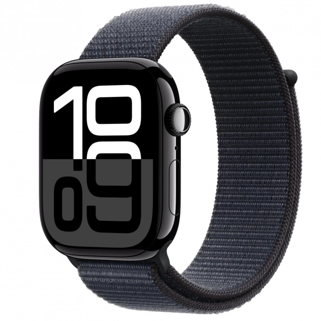 Apple Watch Series 10 GPS, aluminiumkasse 46 mm i onyxfarve med blæk sportsrem