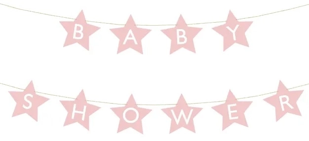 Bannertegn til børnebrusebad stjerner lyse 290cm x 16,5cm – Lyserød