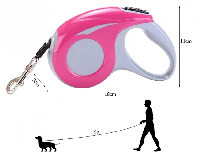 Automatisk hundesnor med lås 5 m 15 kg – Hvid-sort