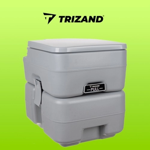 Trizand 24498 Bærbar campingtoilet 20 + 12 l, grå