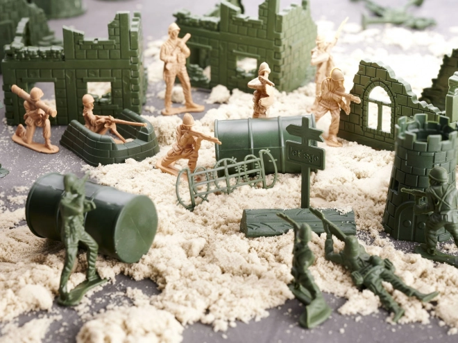 Sæt med soldaterfigurer + militærbase 114 dele