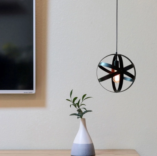 Hængende lampe Loft, Industriel - kugle, sort