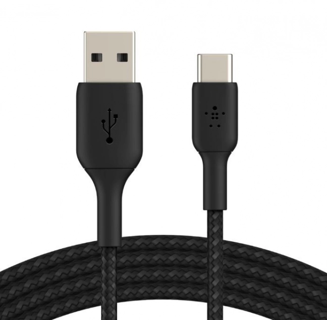 Flettet kabel USB-C til USB-A 2m sort
