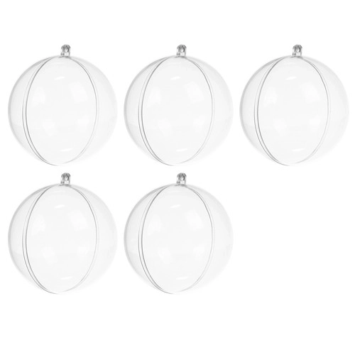 Gennemsigtige plastkugler 12 cm - sæt med 5 stk