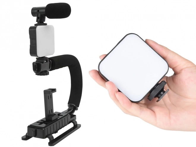 Sæt til vlogging med holder, LED-lys og mikrofon