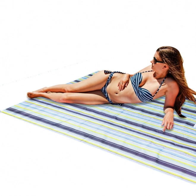 Strandpicnictæppe 200x200cm blå