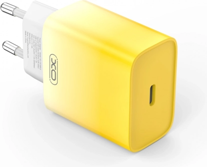 Vægoplader XO med USB‑C, PD 30 W (gul)