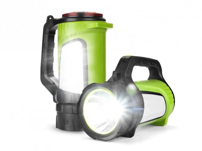 Genopladelig LED-lommelygte med powerbank til camping