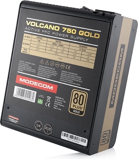 Strømforsyning Modecom Volcano 750W Gold med 120mm ventilator