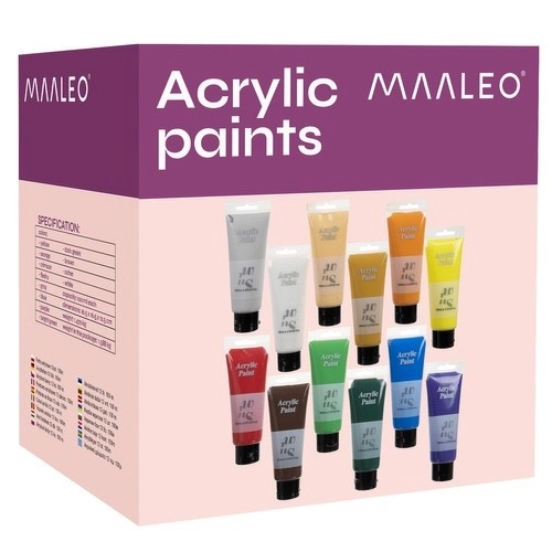 Acrylfarver 12 stk. 100 ml Maaleo 20424