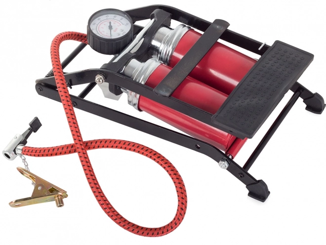 Dobbeltstempel fodpumpe med manometer