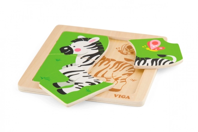 Træpuslespil 4 dele- zebra