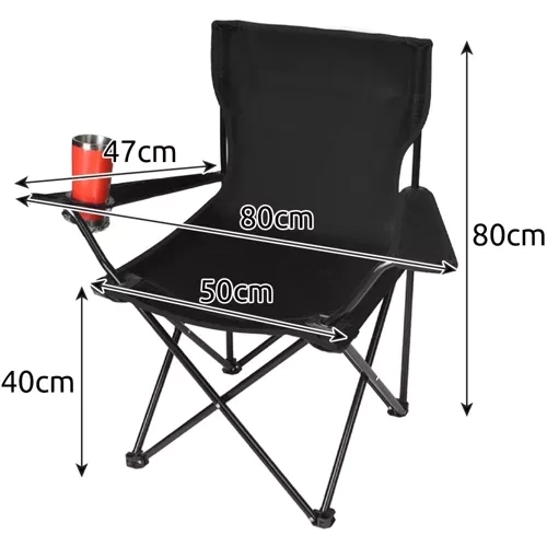 Fiskeri / camping sammenklappelig stol / lænestol - sort