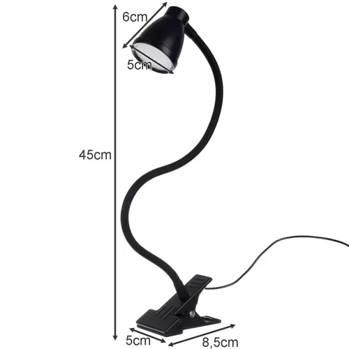 Bordlampe med klips sort Izoxis