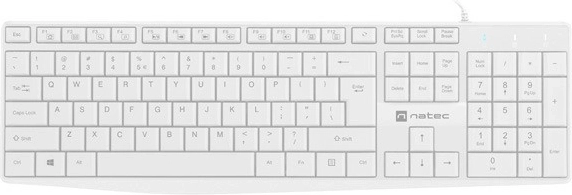 Hvidt tastatur Natec Nautilus med numerisk del