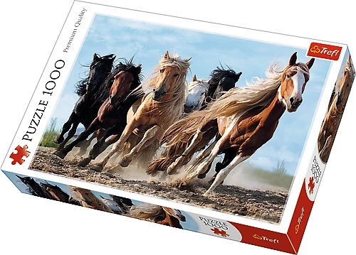 Puslespil Galoperende heste 1000 stykker 68,3x48cm i kassen 40x27x6cm