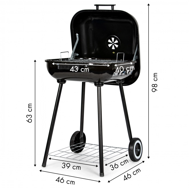 Havegrill med vippelåg + hjul