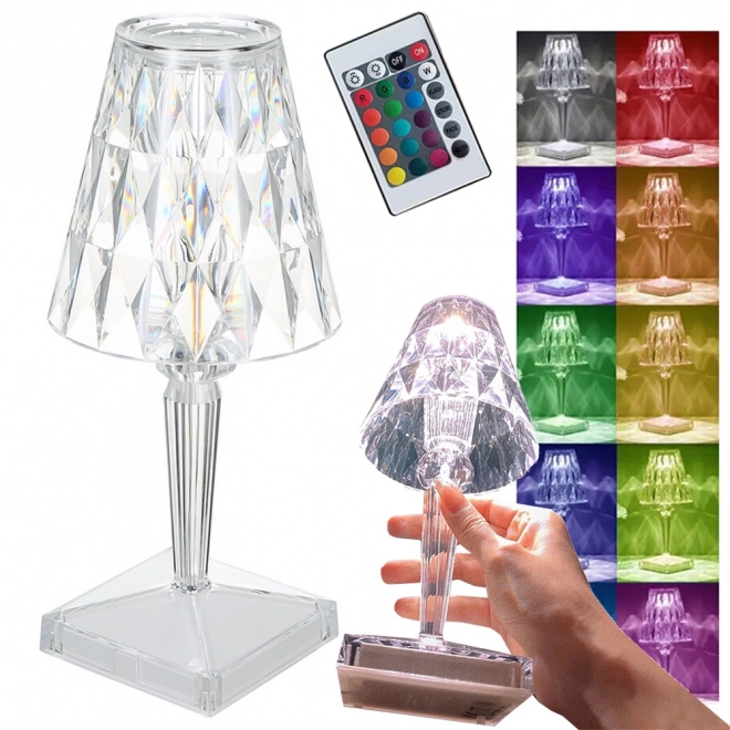 Krystal RGB bord-LED-lampe med fjernbetjening og USB‑C