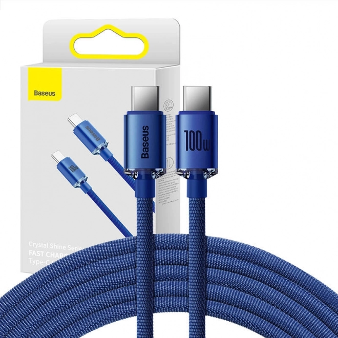 Baseus Crystal Shine kabel USB‑C til USB‑C 100 W, 1,2 m – Blå