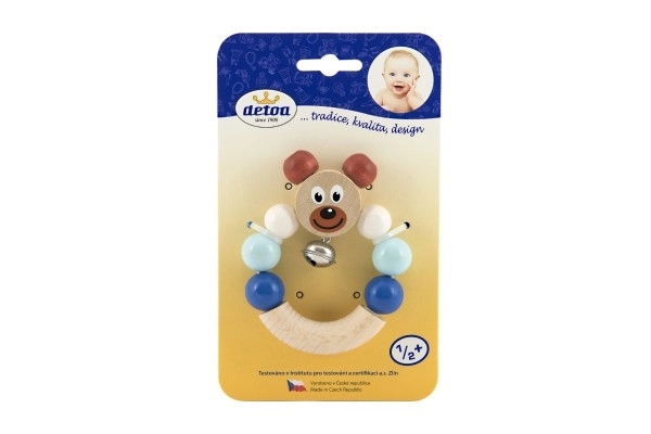 Rangle/Bamse rangle blå træ 7x9cm på kort 6m+