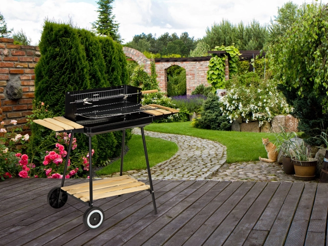Havegrill på trækul med justerbare hylder og 2 bærbare riste