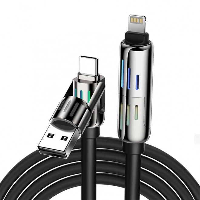 4-i-1 USB-C/USB-A til USB-C/Lightning kabel Blitzwolf BW-HDC6 1,2m 240W RGB (sort)