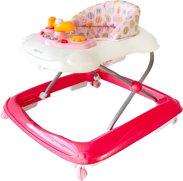 ECO TOYS interaktivt gåstativ med aktivitetsbord – lyserød