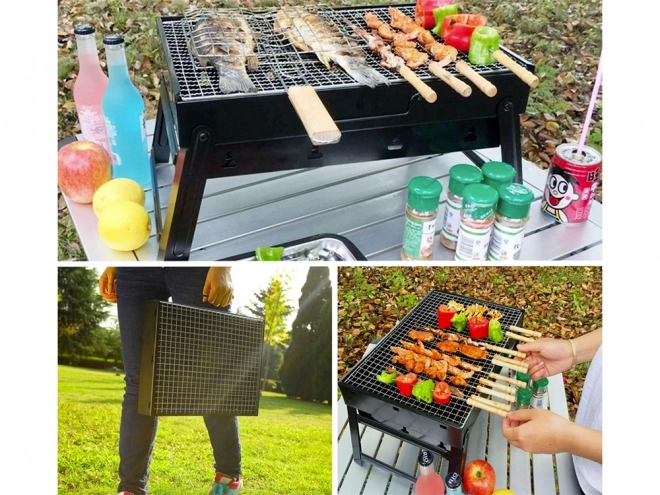 Bærbar sammenklappelig kulgrill til camping og BBQ