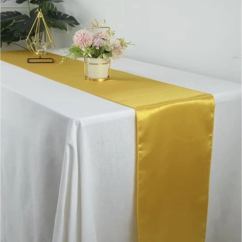 Guld satin løber til bord 900x36 cm