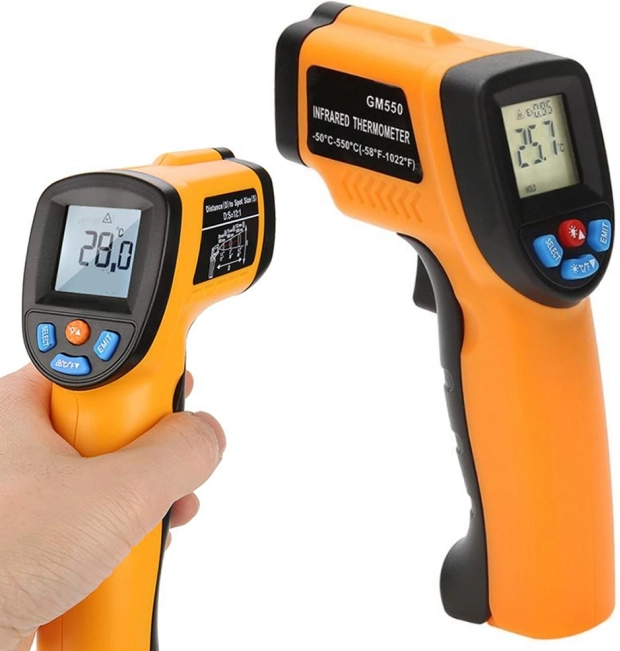 Berkontakt infrarød lasertermometer (pyrometer) −50 til +550 °C