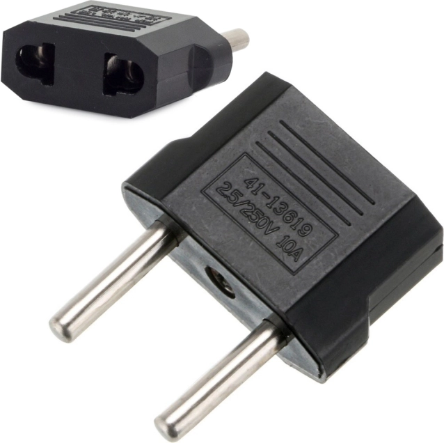 Rejseadapter flad stik til europæisk tobenet 250 V 10 A