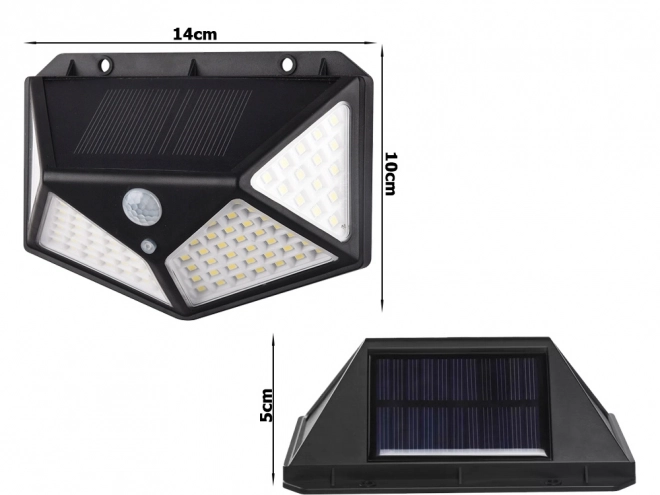 Solcellelampe med bevægelsessensor og 100 LED