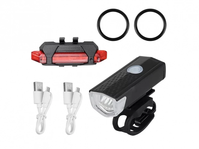 LED sæt for- og baglygte til cykel USB