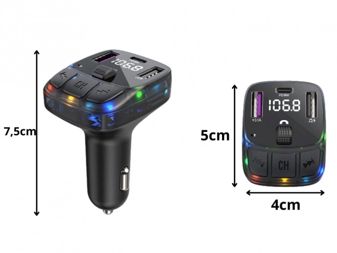 Multifunktionel bil FM-transmitter med hurtig opladning