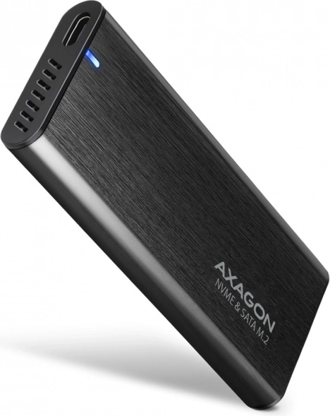 Ekstern aluminiums skrueløs AXAGON kabinet med USB-C 3.2 Gen 2 til M.2 NVMe / SATA SSD