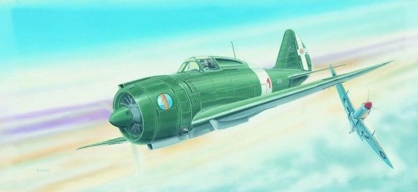 Model Reggiane RE 2000 Falco 1:48 16,1x22cm i kassen 31x13,5x3,5cm