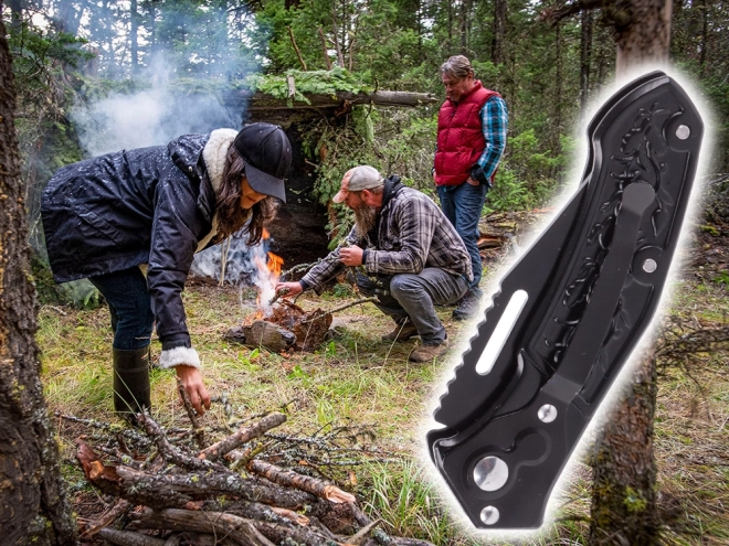 Dekoreret foldbar stålkniv